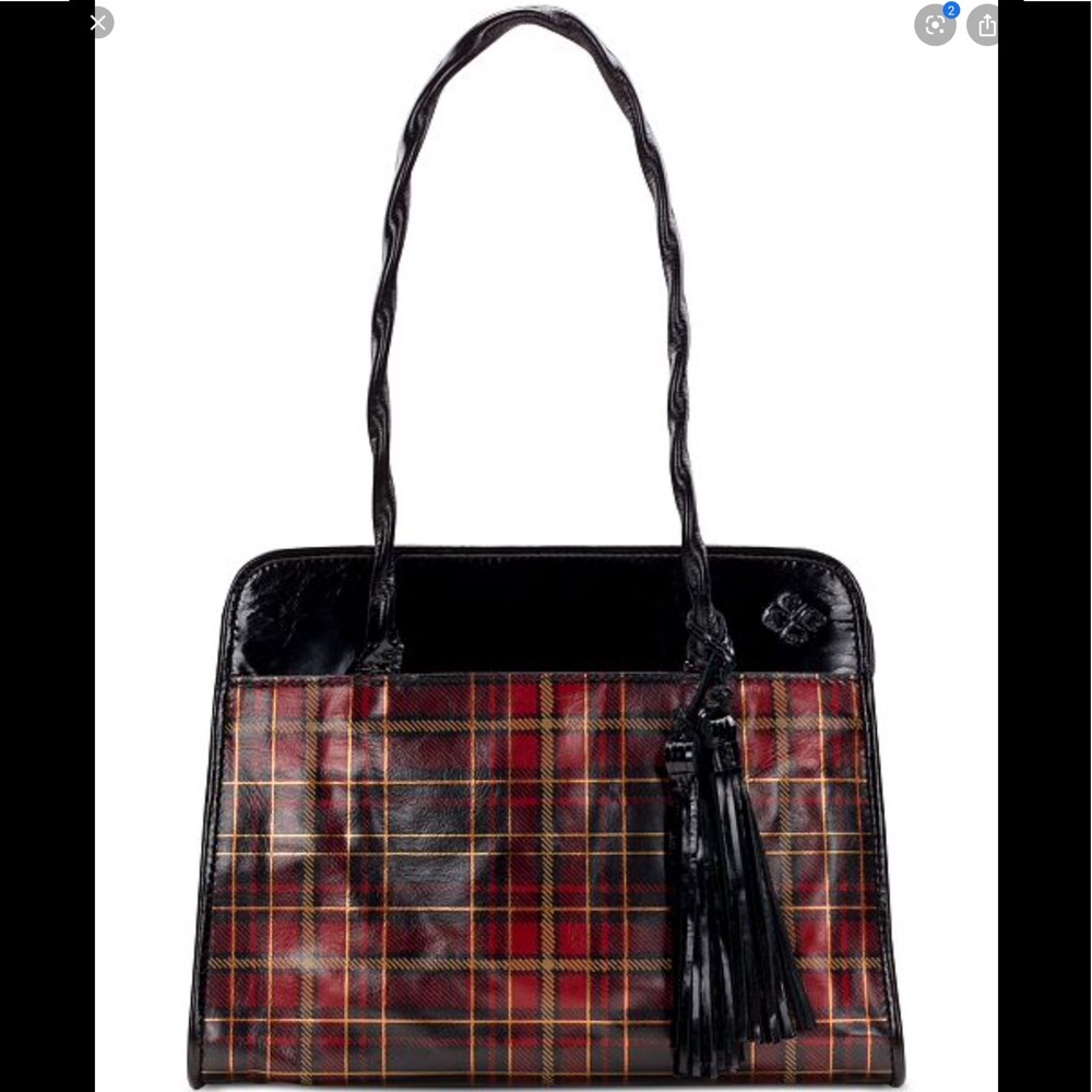 NEW Patricia Nash Gold Foil Red Tartan Plaid Bag